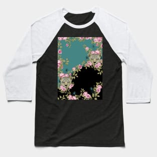 Pink flowers, leopard heads Baseball T-Shirt